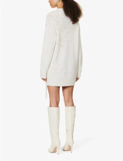 Sequin-embellished Wool And Cashmere Mini Dress 8 Sequin-embellished Wool And Cashmere Mini Dress -Whistles Closet Shop R04139004 MILKWHITE ALT03
