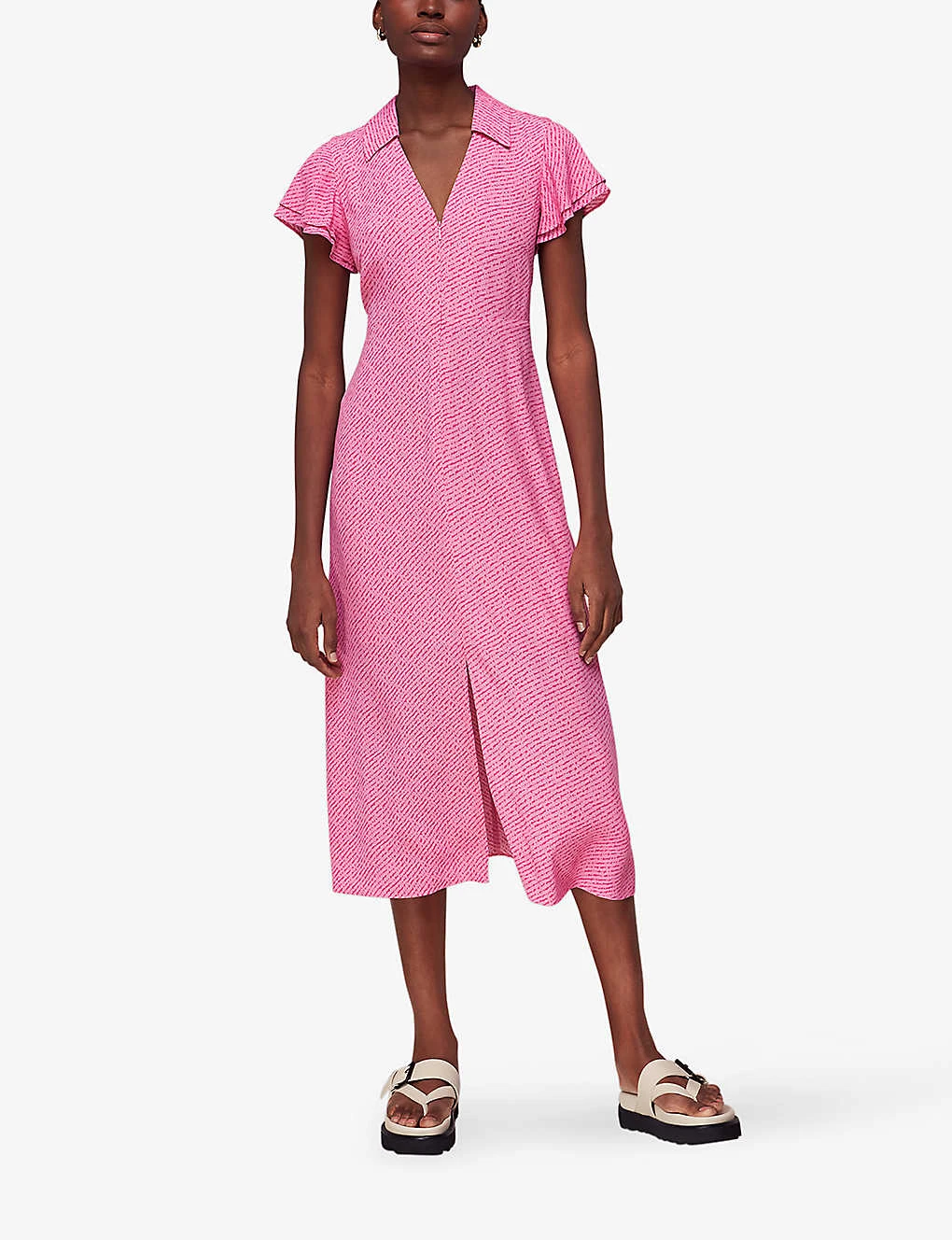 Whistles Nina Flecked-print Woven Midi Dress 2 Whistles Nina Flecked-print Woven Midi Dress - Image 2