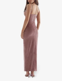 Azalea Lace-cup Stretch-velvet Maxi Dress 6 Azalea Lace-cup Stretch-velvet Maxi Dress -Whistles Closet Shop R04140619 SOFTPINK ALT02