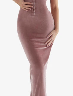 Azalea Lace-cup Stretch-velvet Maxi Dress 7 Azalea Lace-cup Stretch-velvet Maxi Dress -Whistles Closet Shop R04140619 SOFTPINK ALT03