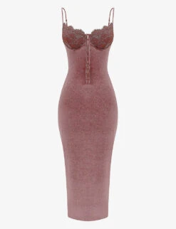 Azalea Lace-cup Stretch-velvet Maxi Dress