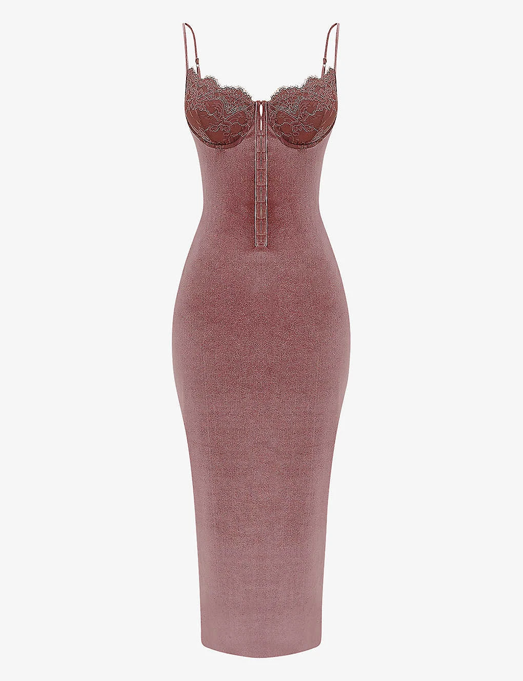 Azalea Lace-cup Stretch-velvet Maxi Dress 1 Azalea Lace-cup Stretch-velvet Maxi Dress