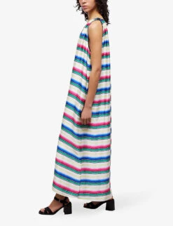 THE KOOPLES Stripe V-neck Woven Maxi Dress 7 THE KOOPLES Stripe V-neck Woven Maxi Dress -Whistles Closet Shop R04140774 MU01 ALT02