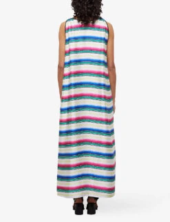 THE KOOPLES Stripe V-neck Woven Maxi Dress 8 THE KOOPLES Stripe V-neck Woven Maxi Dress -Whistles Closet Shop R04140774 MU01 ALT03