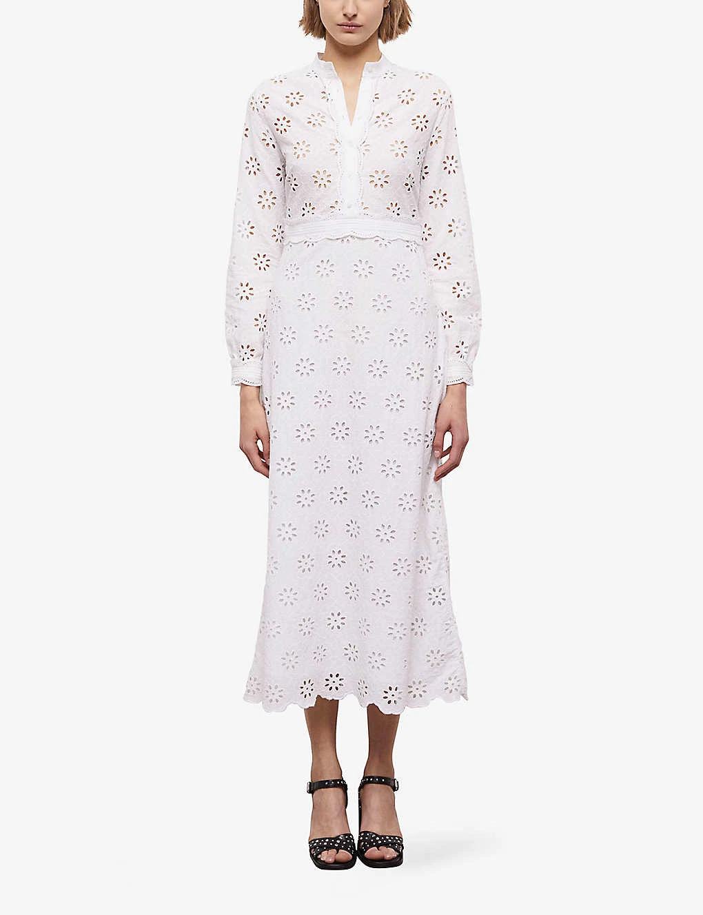 THE KOOPLES Broderie Anglaise Embroidered Cotton Midi Dress 2 THE KOOPLES Broderie Anglaise Embroidered Cotton Midi Dress - Image 2