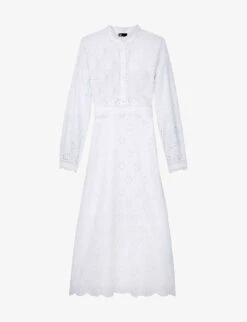 THE KOOPLES Broderie Anglaise Embroidered Cotton Midi Dress