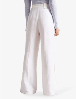 Ted Baker Astaat Wide-leg High-rise Recycled Viscose Linen-blend Trousers 7 Ted Baker Astaat Wide-leg High-rise Recycled Viscose Linen-blend Trousers -Whistles Closet Shop R04141712 CREAM ALT03