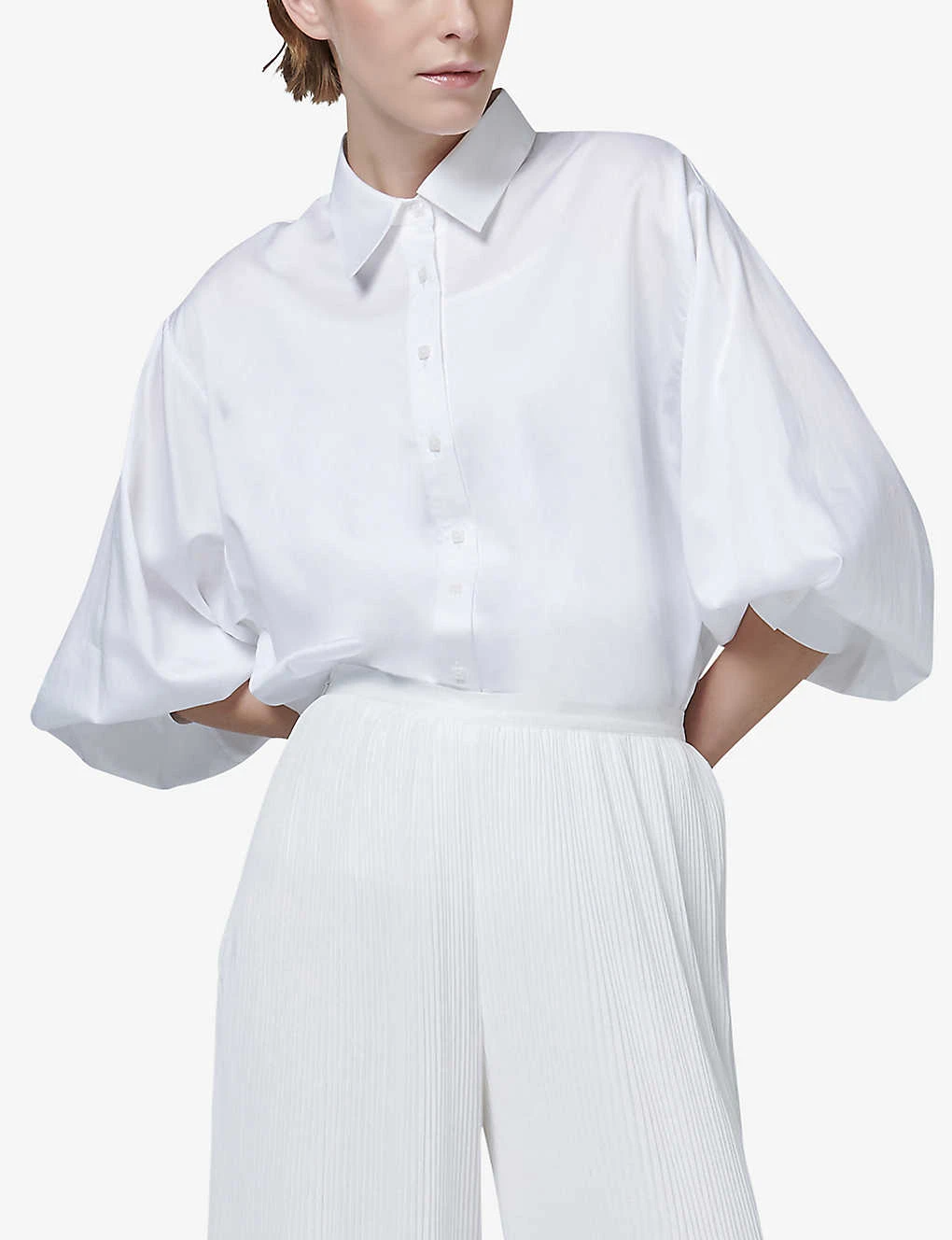Balloon-sleeve Oversized-fit Woven Shirt 3 Balloon-sleeve Oversized-fit Woven Shirt - Image 3