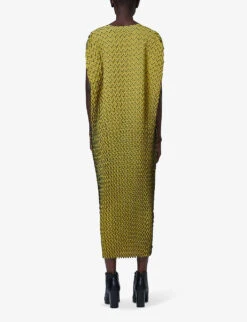 Zig Zag-pint Plissé Woven Midi Dress 8 Zig Zag-pint Plissé Woven Midi Dress -Whistles Closet Shop R04141951 YELLOW ALT03