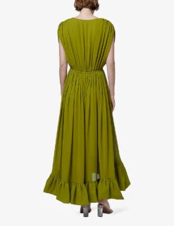 Ruffled-hem Woven Maxi Dress 8 Ruffled-hem Woven Maxi Dress -Whistles Closet Shop R04141964 OLIVE ALT03