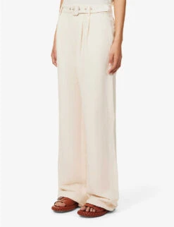 Paige Monette Straight-leg High-rise Linen And Rayon-blend Trousers 7 Paige Monette Straight-leg High-rise Linen And Rayon-blend Trousers -Whistles Closet Shop R04144119 ANTIQUEPAPER ALT02
