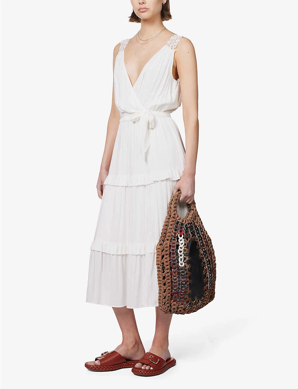 Paige Riviera Tiered-skirt Frilled-trim Rayon Midi Dress 2 Paige Riviera Tiered-skirt Frilled-trim Rayon Midi Dress - Image 2