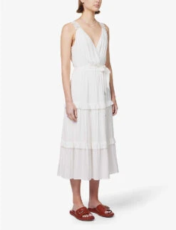 Paige Riviera Tiered-skirt Frilled-trim Rayon Midi Dress 7 Paige Riviera Tiered-skirt Frilled-trim Rayon Midi Dress -Whistles Closet Shop R04144121 WHITE ALT02