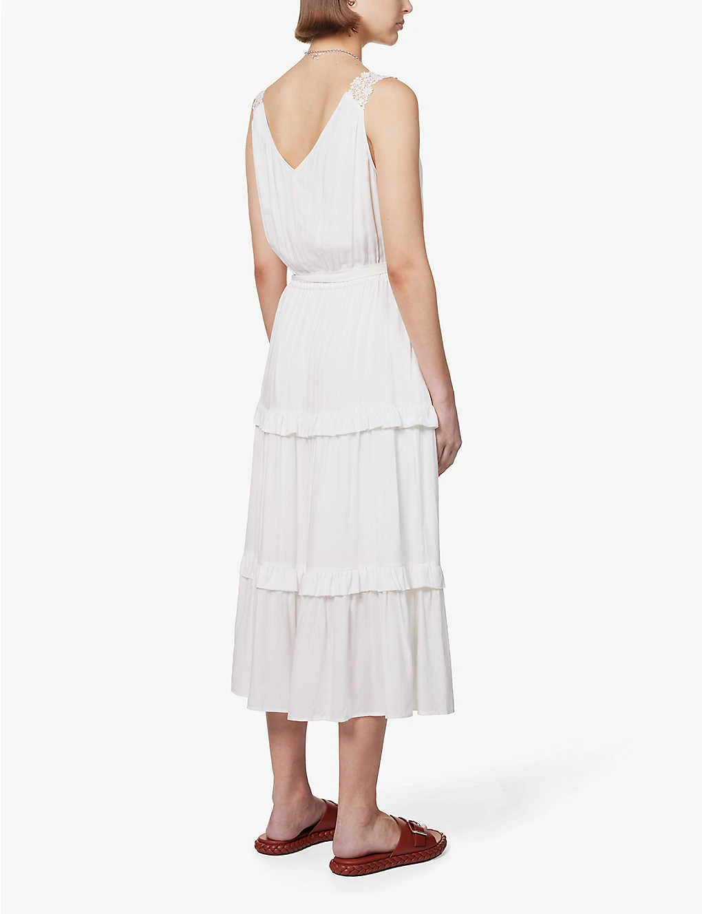 Paige Riviera Tiered-skirt Frilled-trim Rayon Midi Dress 4 Paige Riviera Tiered-skirt Frilled-trim Rayon Midi Dress - Image 4