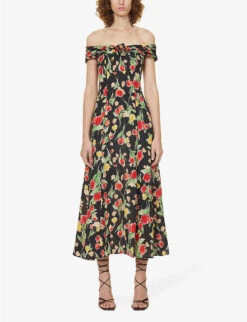 RIXO Freya Floral-print Silk Midi Dress 7 RIXO Freya Floral-print Silk Midi Dress -Whistles Closet Shop R04145169 FONTAINHASFLORALBLACK ALT02