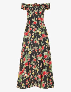 RIXO Freya Floral-print Silk Midi Dress