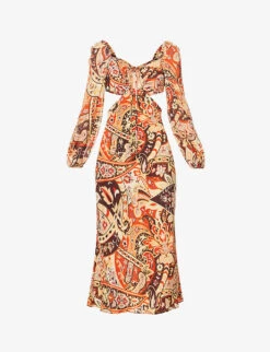 RIXO Kamilla Paisley-print Woven Midi Dress