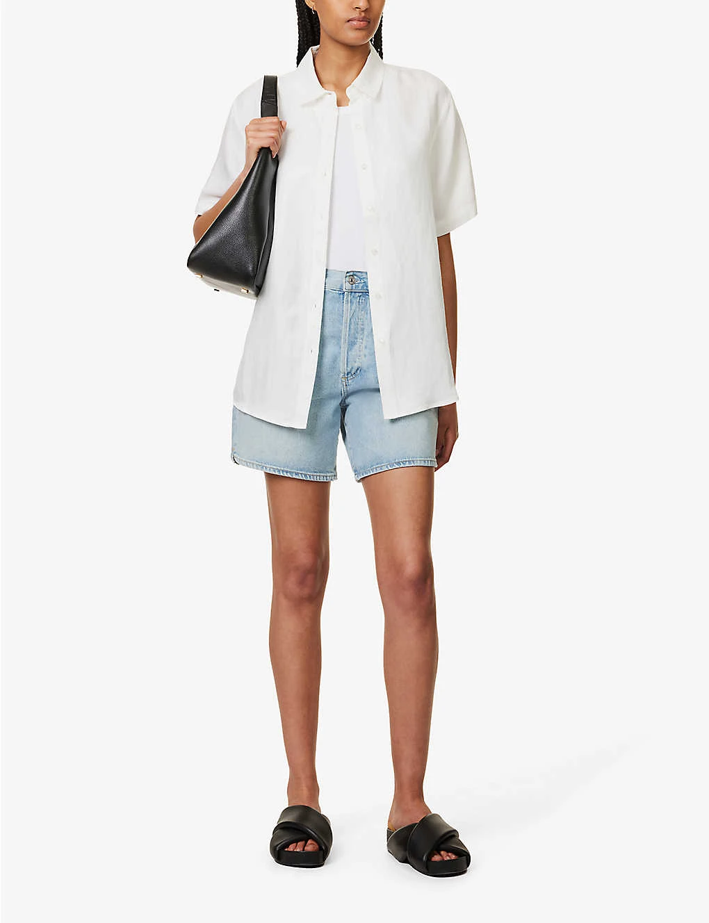 ANINE BING Bruni Curved-hem Linen-blend Shirt 2 ANINE BING Bruni Curved-hem Linen-blend Shirt - Image 2