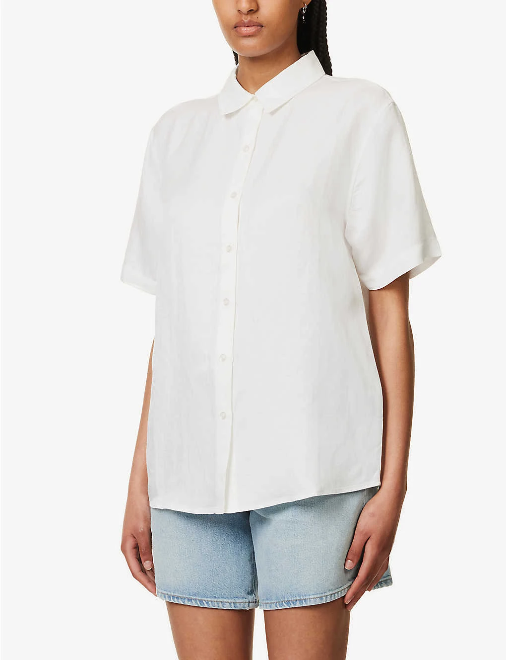 ANINE BING Bruni Curved-hem Linen-blend Shirt 3 ANINE BING Bruni Curved-hem Linen-blend Shirt - Image 3