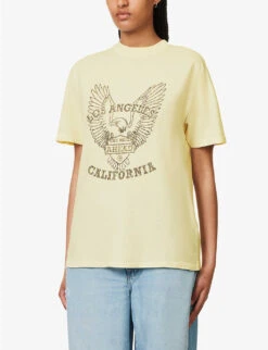ANINE BING Eagle Graphic-print Organic-cotton T-shirt -Whistles Closet Shop R04146342 OFFWHITE ALT02