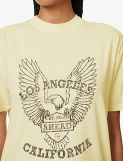 ANINE BING Eagle Graphic-print Organic-cotton T-shirt -Whistles Closet Shop R04146342 OFFWHITE ALT04