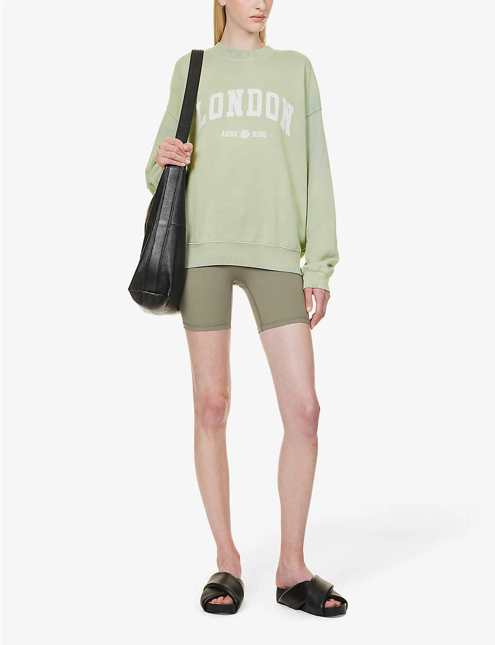 ANINE BING Jaci Logo-print Organic Cotton Sweatshirt 2 ANINE BING Jaci Logo-print Organic Cotton Sweatshirt - Image 2