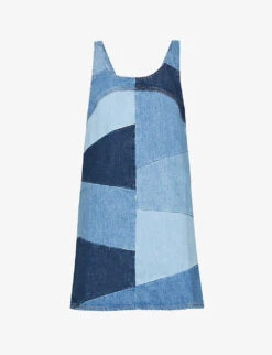 FRAME Patchwork-pattern A-line Denim Mini Dress