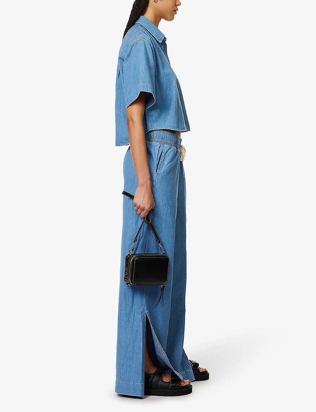 FRAME Drawstring Wide-leg High-rise Linen-blend Trousers 2 FRAME Drawstring Wide-leg High-rise Linen-blend Trousers - Image 2