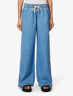 FRAME Drawstring Wide-leg High-rise Linen-blend Trousers 7 FRAME Drawstring Wide-leg High-rise Linen-blend Trousers -Whistles Closet Shop R04146426 ENCORE ALT02