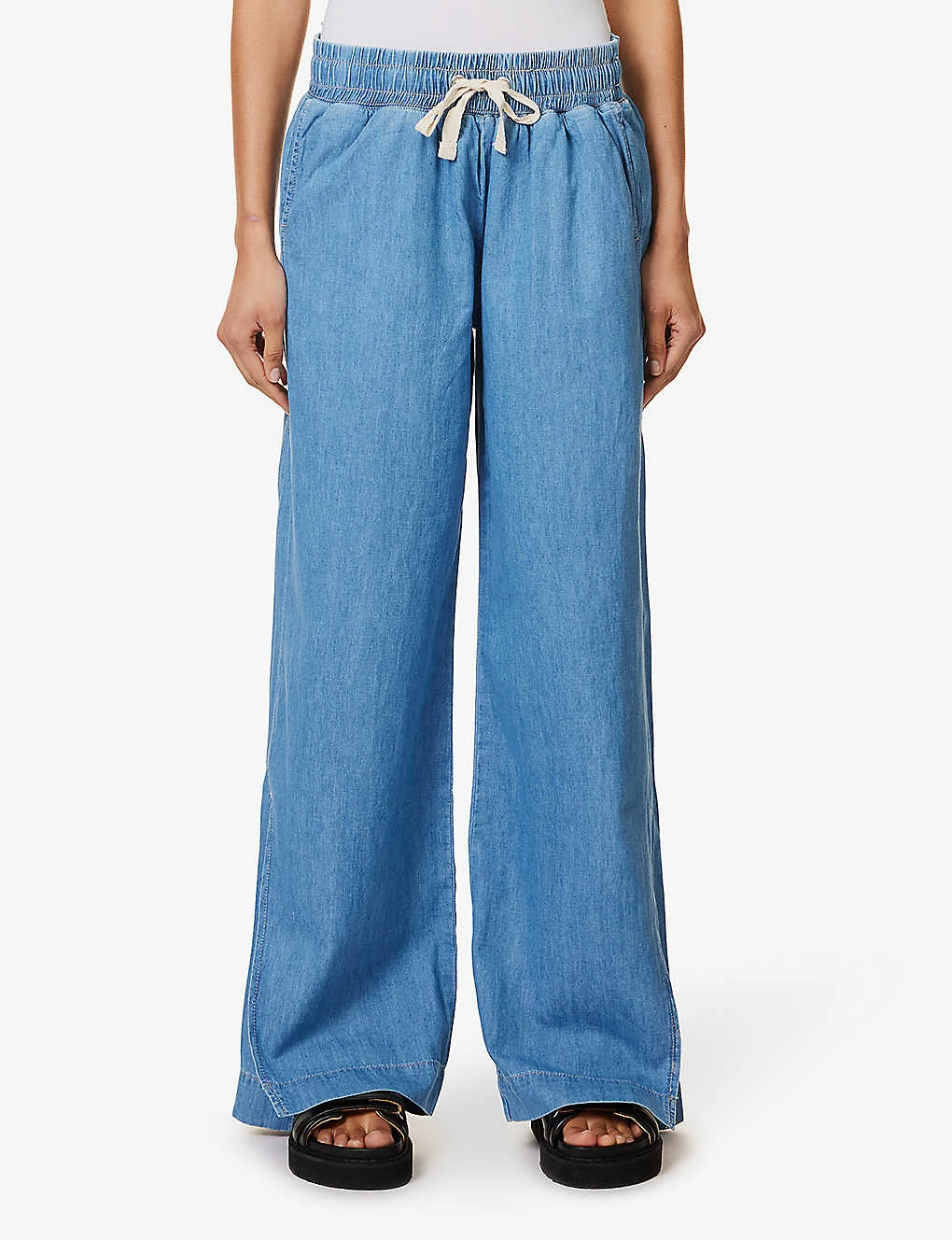 FRAME Drawstring Wide-leg High-rise Linen-blend Trousers 3 FRAME Drawstring Wide-leg High-rise Linen-blend Trousers - Image 3