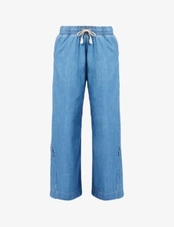 FRAME Drawstring Wide-leg High-rise Linen-blend Trousers