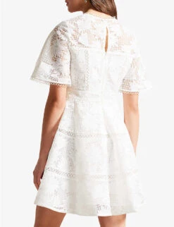 Ted Baker Lydiiha Floral-lace Woven Mini Dress 8 Ted Baker Lydiiha Floral-lace Woven Mini Dress -Whistles Closet Shop R04146489 WHITE ALT03