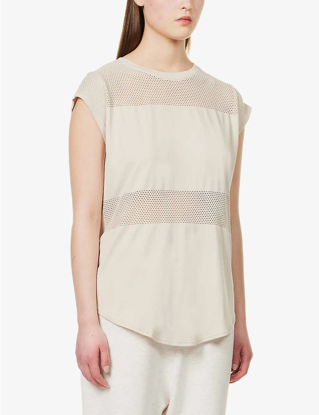 Varley Carly Perforated Stretch-woven T-shirt 3 Varley Carly Perforated Stretch-woven T-shirt - Image 3