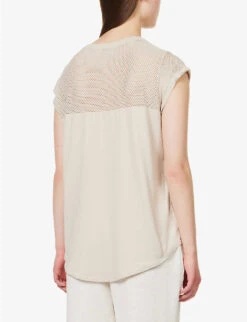 Varley Carly Perforated Stretch-woven T-shirt 8 Varley Carly Perforated Stretch-woven T-shirt -Whistles Closet Shop R04147447 WINDCHIME ALT03