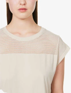 Varley Carly Perforated Stretch-woven T-shirt 9 Varley Carly Perforated Stretch-woven T-shirt -Whistles Closet Shop R04147447 WINDCHIME ALT04
