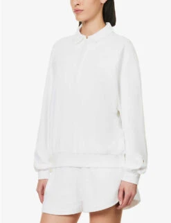 Zinnia Elle Cotton-towelling Polo Shirt 7 Zinnia Elle Cotton-towelling Polo Shirt -Whistles Closet Shop R04148921 WHITE ALT02