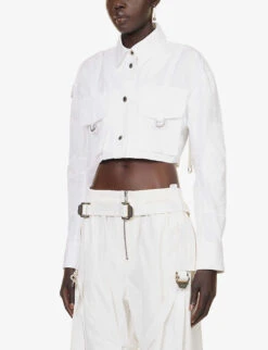 Cropped Patch-pocket Cotton Shirt 7 Cropped Patch-pocket Cotton Shirt -Whistles Closet Shop R04148952 WHITEWHIT ALT02