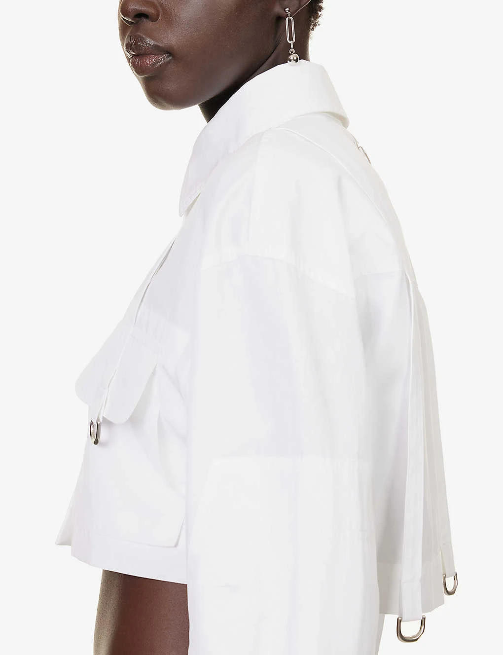 Cropped Patch-pocket Cotton Shirt 5 Cropped Patch-pocket Cotton Shirt - Image 5