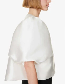 By Malina Cleo Round-neck Puff-shoulder Woven Blouse 9 By Malina Cleo Round-neck Puff-shoulder Woven Blouse -Whistles Closet Shop R04149443 IVORY ALT04