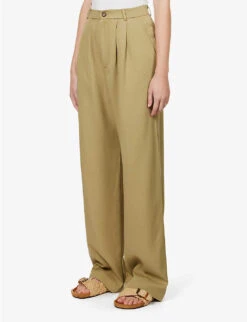 Mason High-rise Wide-leg Woven Trousers 7 Mason High-rise Wide-leg Woven Trousers -Whistles Closet Shop R04149604 OLIVEOIL ALT02