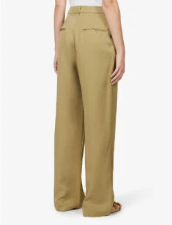 Mason High-rise Wide-leg Woven Trousers 8 Mason High-rise Wide-leg Woven Trousers -Whistles Closet Shop R04149604 OLIVEOIL ALT03