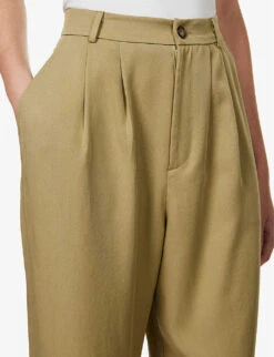 Mason High-rise Wide-leg Woven Trousers 9 Mason High-rise Wide-leg Woven Trousers -Whistles Closet Shop R04149604 OLIVEOIL ALT04