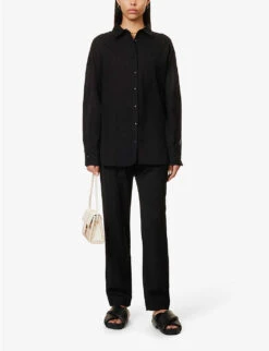 Emery Relaxed-fit Cotton And Linen-blend Shirt 8 Emery Relaxed-fit Cotton And Linen-blend Shirt -Whistles Closet Shop R04149652 BLACK ALT01