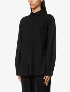 Emery Relaxed-fit Cotton And Linen-blend Shirt 9 Emery Relaxed-fit Cotton And Linen-blend Shirt -Whistles Closet Shop R04149652 BLACK ALT02