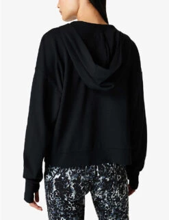 Sweaty Betty After Class V-neck Organic Cotton-blend Hoody 8 Sweaty Betty After Class V-neck Organic Cotton-blend Hoody -Whistles Closet Shop R04150387 BLACK ALT03