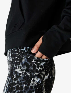 Sweaty Betty After Class V-neck Organic Cotton-blend Hoody 9 Sweaty Betty After Class V-neck Organic Cotton-blend Hoody -Whistles Closet Shop R04150387 BLACK ALT04