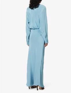 Cut-out Long-sleeve Silk Maxi Dress -Whistles Closet Shop R04150858 MARE ALT03