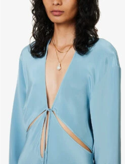 Cut-out Long-sleeve Silk Maxi Dress -Whistles Closet Shop R04150858 MARE ALT04