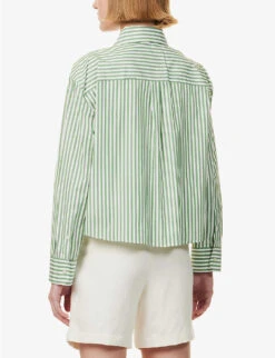 Weekend Max Mara Perak Striped Cotton Shirt 9 Weekend Max Mara Perak Striped Cotton Shirt -Whistles Closet Shop R04151181 GREEN ALT03