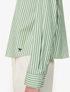 Weekend Max Mara Perak Striped Cotton Shirt 10 Weekend Max Mara Perak Striped Cotton Shirt -Whistles Closet Shop R04151181 GREEN ALT04